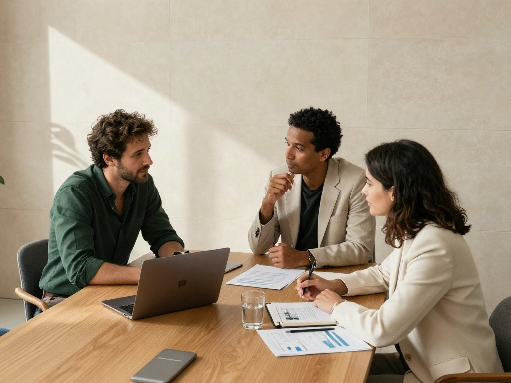 Business leaders collaborating around a table during a focused strategy review